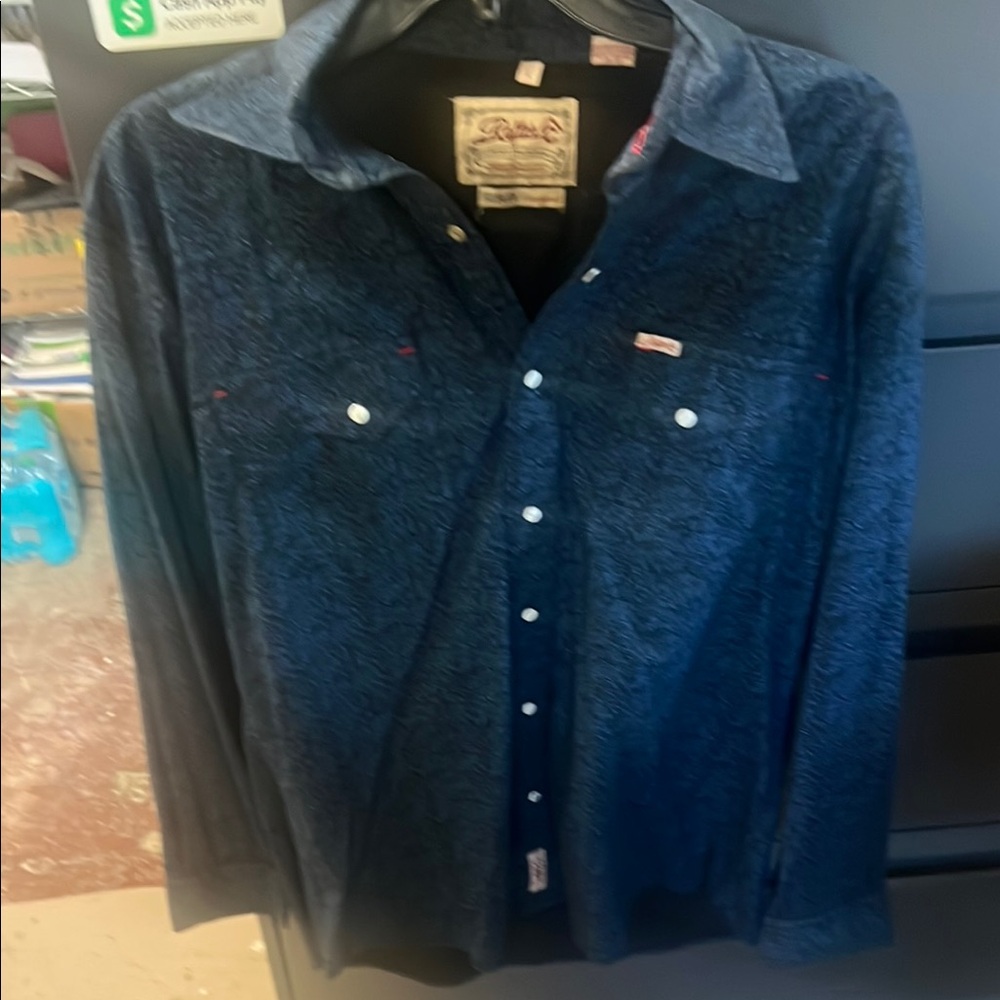 Blue Casual Button Down Shirt Crisp Cotton